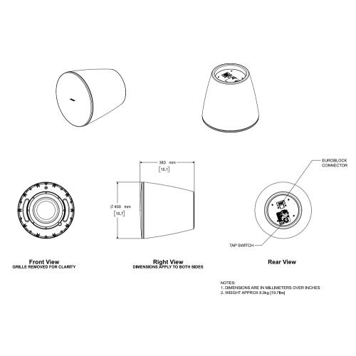 Bose DesignMax DM10P-SUB White Подвесной сабвуфер, 40/80/150 Вт., 70/100 В, 10"