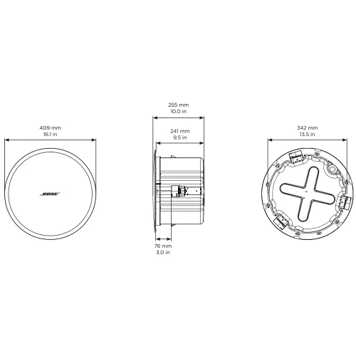 Bose DesignMax DM8C-SUB Black Встраиваемый сабвуфер, 40/80/150 Вт., 70/100 В, 8"