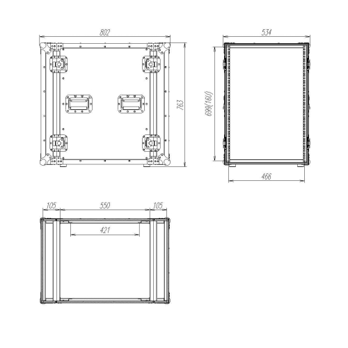 Imlight RC9-550-16U Рэковый кейс 16U, глубина 550мм