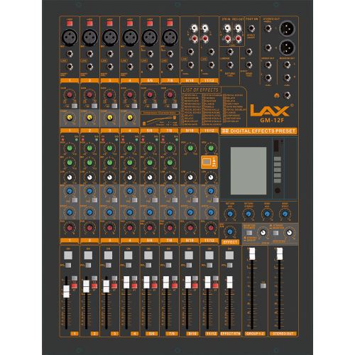 LAX GM-12F Аналоговый микшер, 12 каналов, Bluetooth