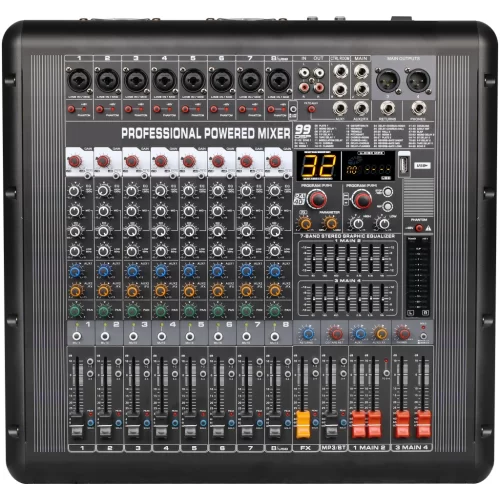 LAudio AG-8PBX4 Активный микшерный пульт, 8 каналов, 4х650 Вт., FX, MP3, Bluetooth