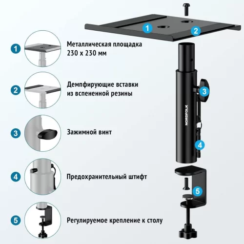 NordFolk NPS054 Стойки для мониторов с креплением к столу, пара