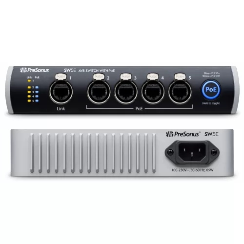 PreSonus SW5E AVB-коммутатор, 5 портов, 4 порта с функцией PoE