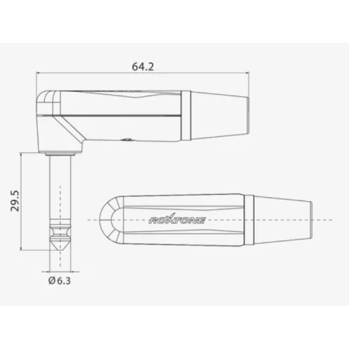 Roxtone PJ2RX-GG Разъем 6,3mm моно Jack, угловой