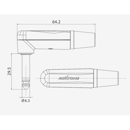 Roxtone PJ2RX-SG Разъем 6,3mm моно Jack(угловой)