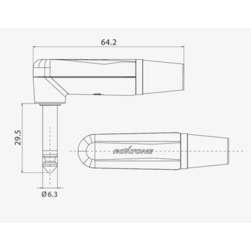 Roxtone PJ2RX-SG Разъем 6,3mm моно Jack(угловой)