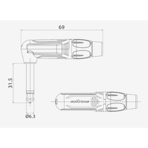 Roxtone RJ2RP-BG Разъем 6,3mm моно Jack(угловой)