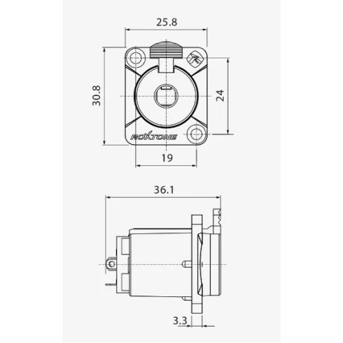 Roxtone RJ3FD-NT Разъем панельный 6,3мм Jack