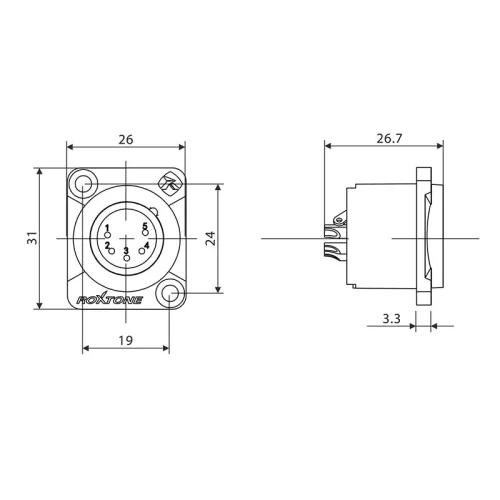 Roxtone RX5MDWP-BG Разъем XLR панельный папа 5-пин, IP66