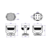Silver Star SS9692XLEM NF9 Вращающаяся голова Wash, 32х50 Вт., RGBL, LED-кольцо RGBCW, IP66