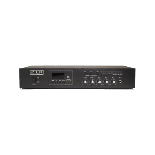 ZTX audio MP3-80 Трансляционный микшер-усилитель, 80 Вт., MP3, FM, Bluetooth, 3 зоны