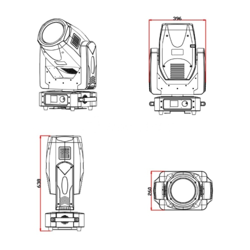 Anzhee PRO HR380-BEAM Вращающийся прожектор, 380 Вт.