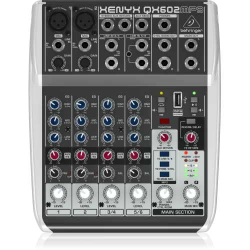 Behringer QX602MP3 6-канальный аналоговый микшер, MP3-плеер