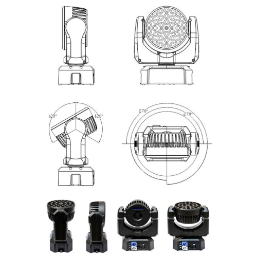 DIALighting IW36-3-RGB lite LED Вращающаяся голова WASH/BEAM 36х3 Вт. RGB (12R+12G+12B)