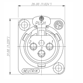 Neutrik NC3FD-H Панельный разъем XLR female серии D. горизонт. установка на ПП