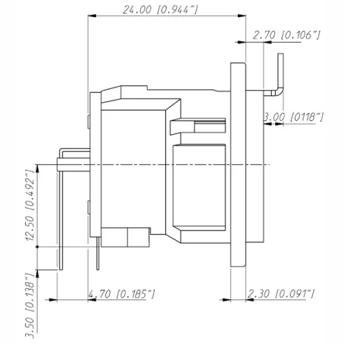 Neutrik NC3FD-H Панельный разъем XLR female серии D. горизонт. установка на ПП