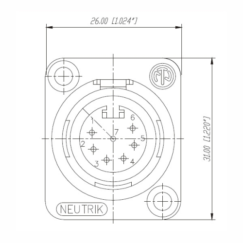 Neutrik NC7MD-L-B-1 Панельный разъем XLR male черненый корпус