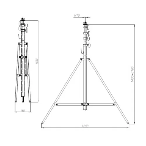 PROCBET Light Stand Стойка телескопическая, 1,40 - 3,16м.