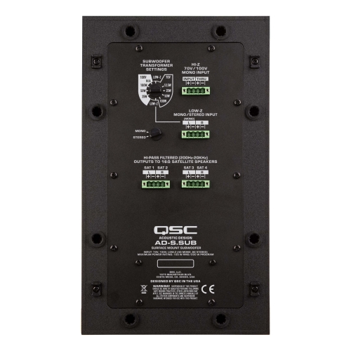 QSC AD-S.SUB Black Настенный сабвуфер, 100 Вт., 70/100В/4 Ом., 6,5 дюймов