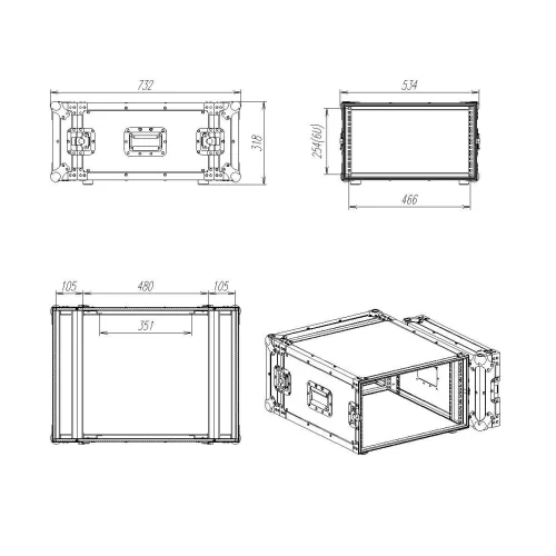 Имлайт RC9-480-6U-AS Рэковый кейс 6U, глубина 480мм, анти-шок